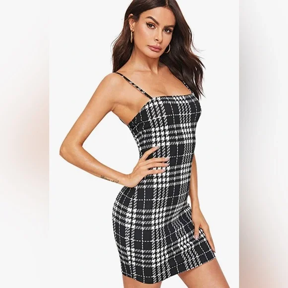 NWT 👗 Women's Plaid Print Mini Cami Bodycon Dress, MULTIPLE COLORS AVAILABLE 👗 - Picture 9 of 16